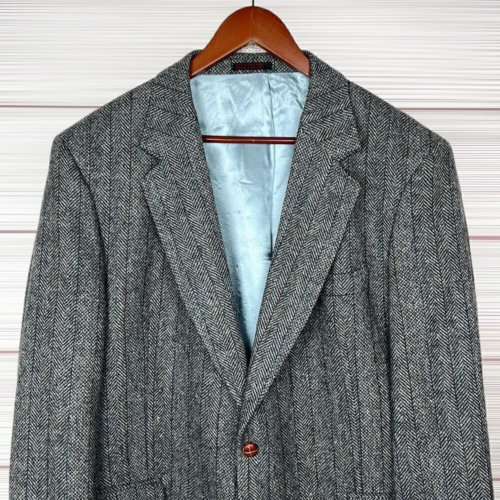 Boston Traders Men's Gray Wool Tweed Single Breasted Lined Sports Coat Blazer
